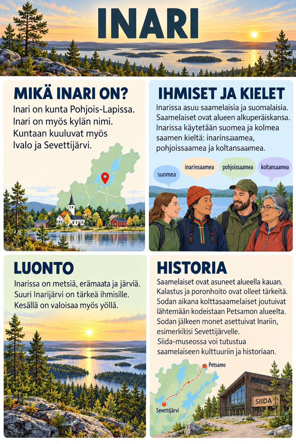 Inari-info: Mikä Inari on, ihmiset ja kielet, luonto ja historia (karttaversio)