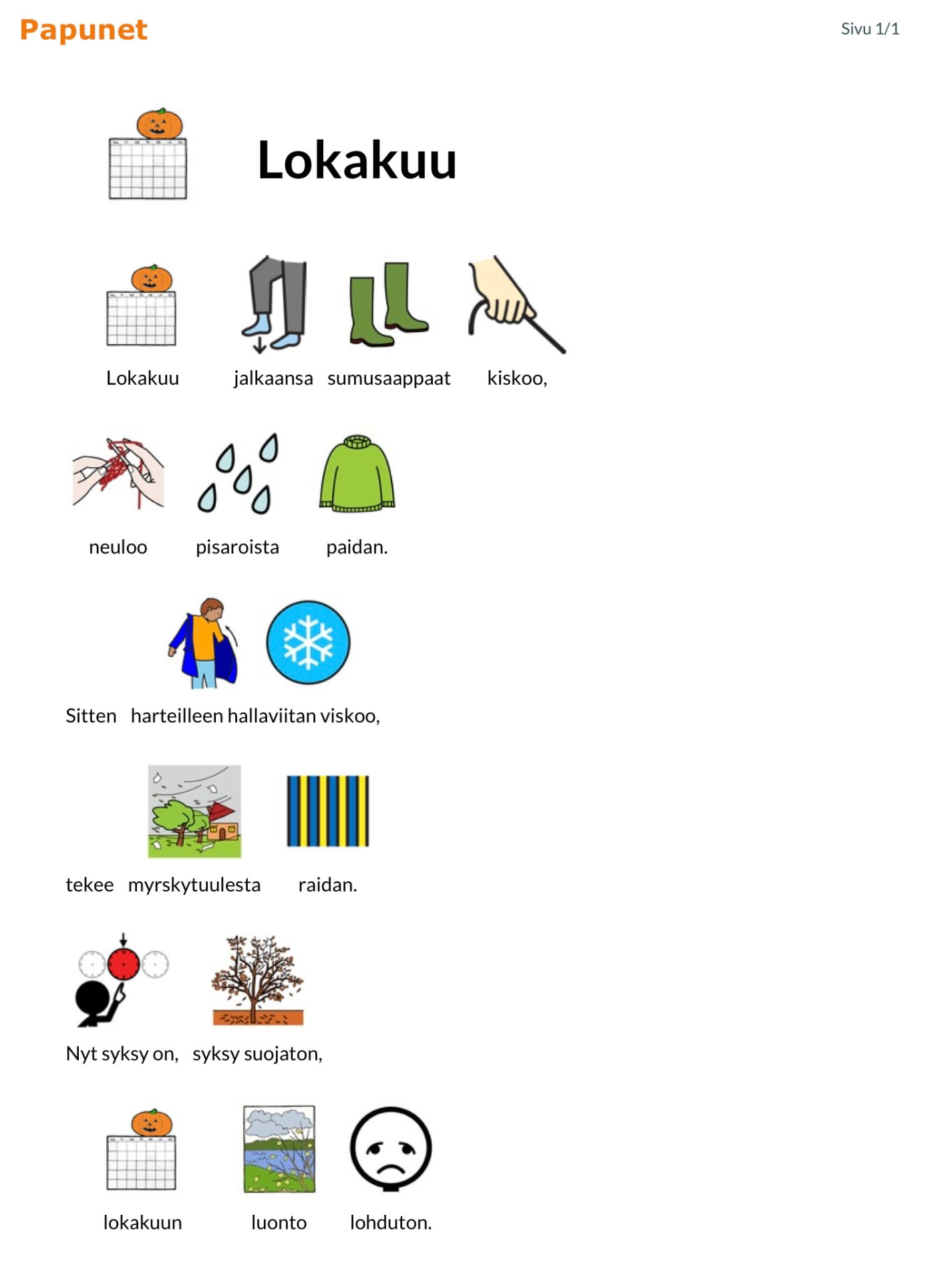Lokakuu-kuvataulu