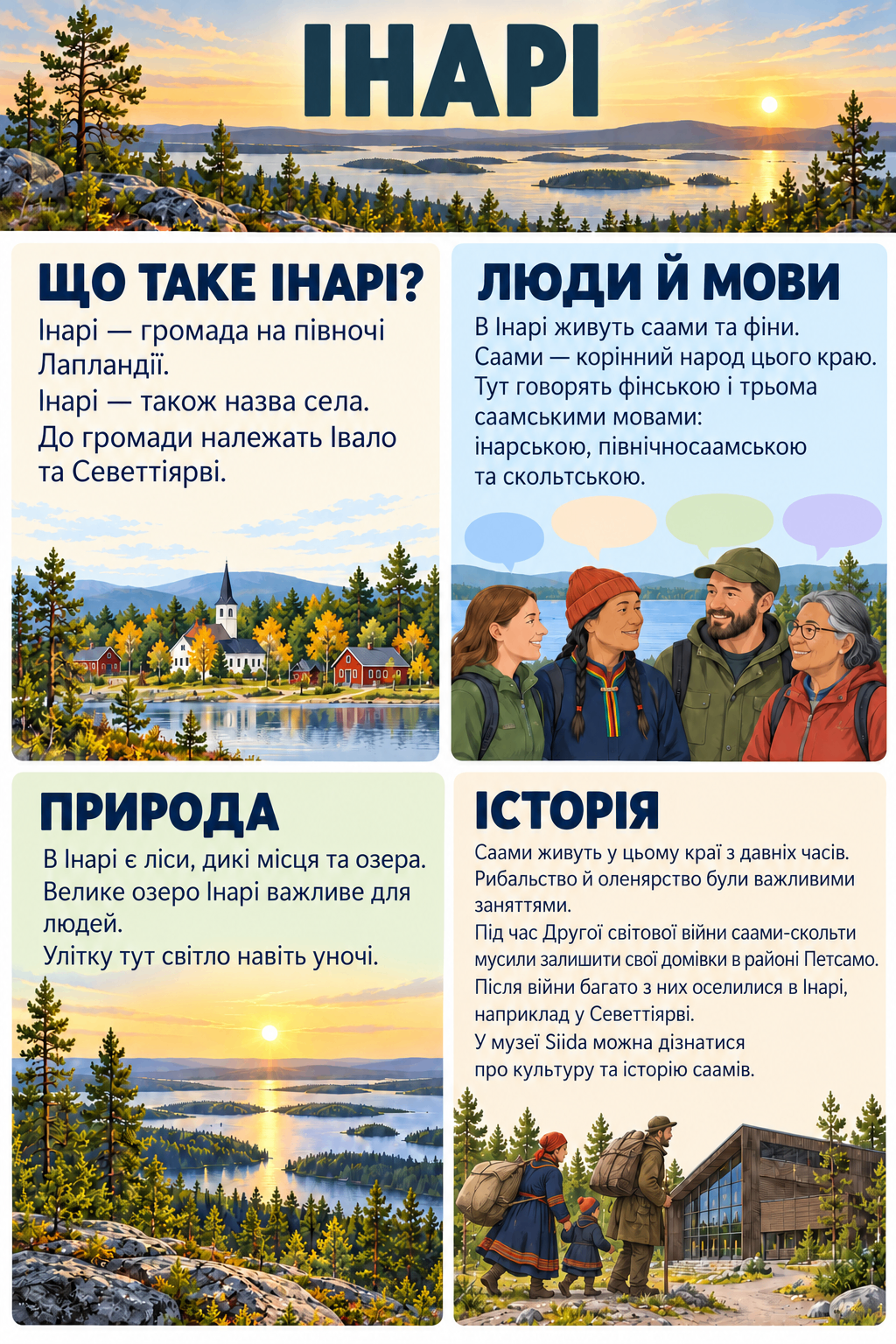 Inari-info ukrainaksi: Що таке Інарі, люди й мови, природа та історія